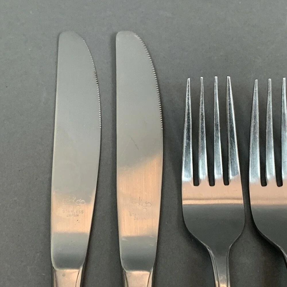 Ginkgo Caprice Stainless Steel Knives Forks Lot of 7 Japan